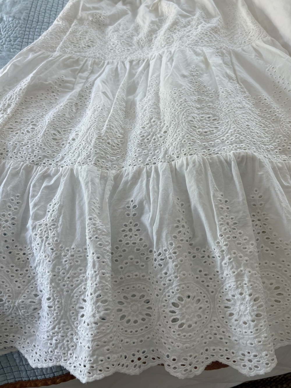White Eyelet Tiered Midi Skirt - Women's - Picture 4 of 5